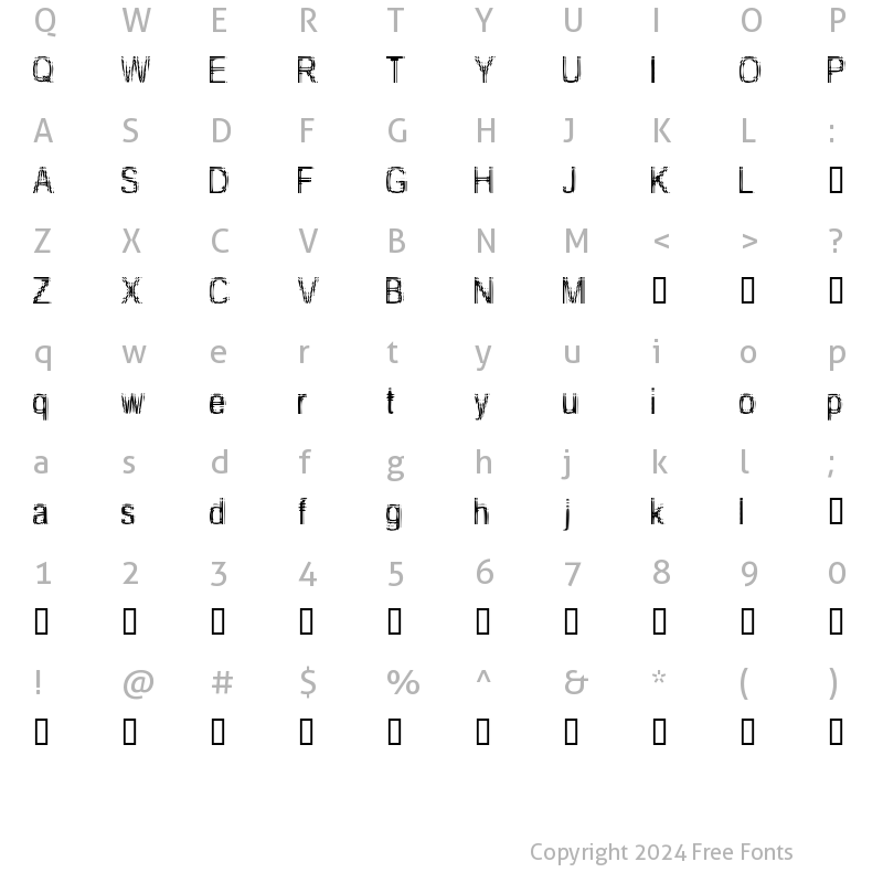 Character Map of Too Damn Drunk Regular