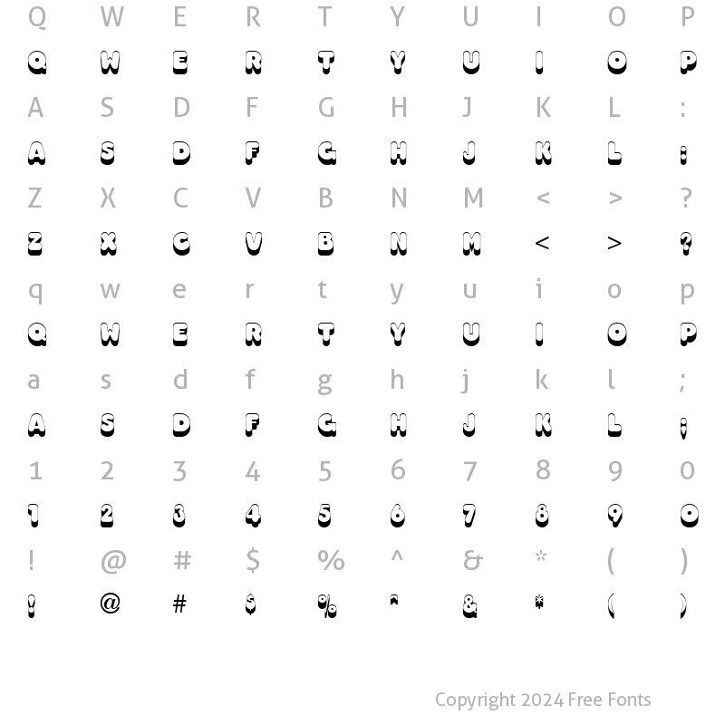 Character Map of Too Much Shadow Regular