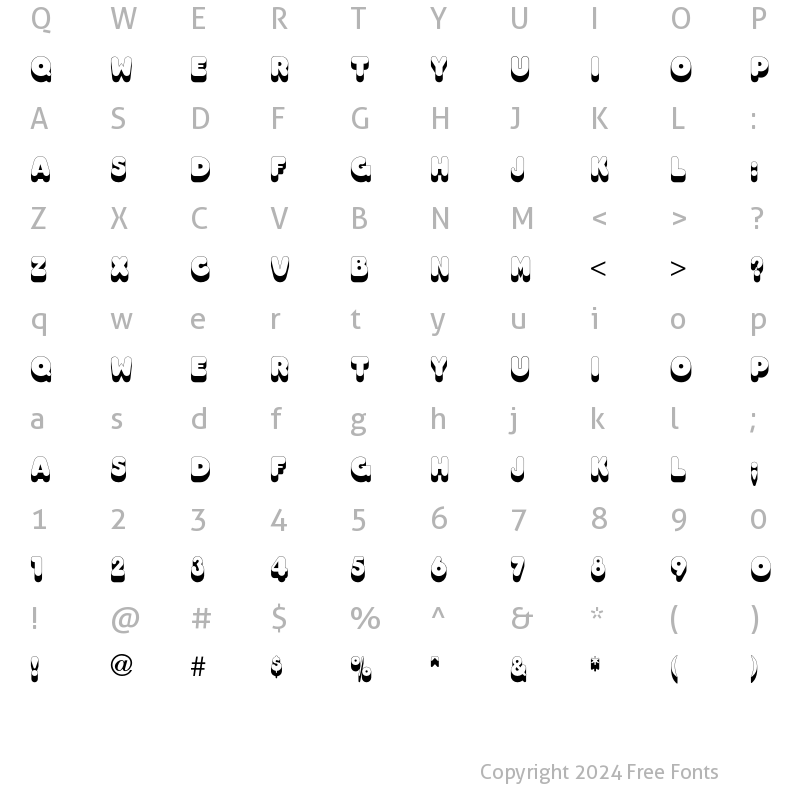 Character Map of Too MuchShadow Regular