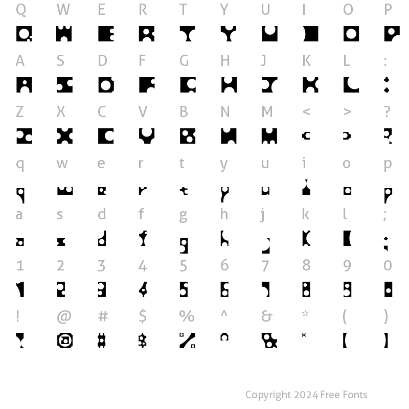 Character Map of Toolego Regular