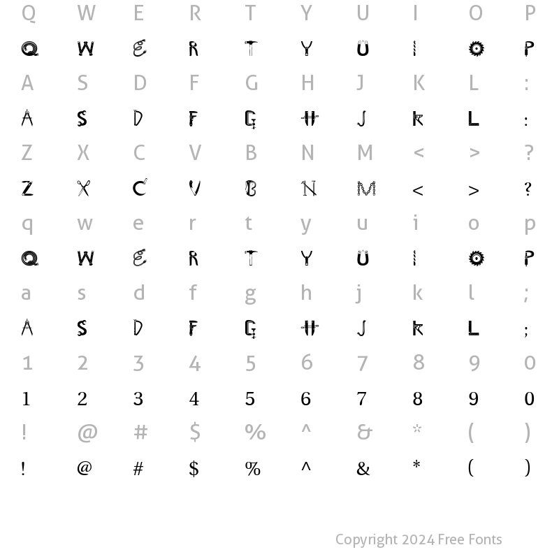 Character Map of ToolShopCaps Regular