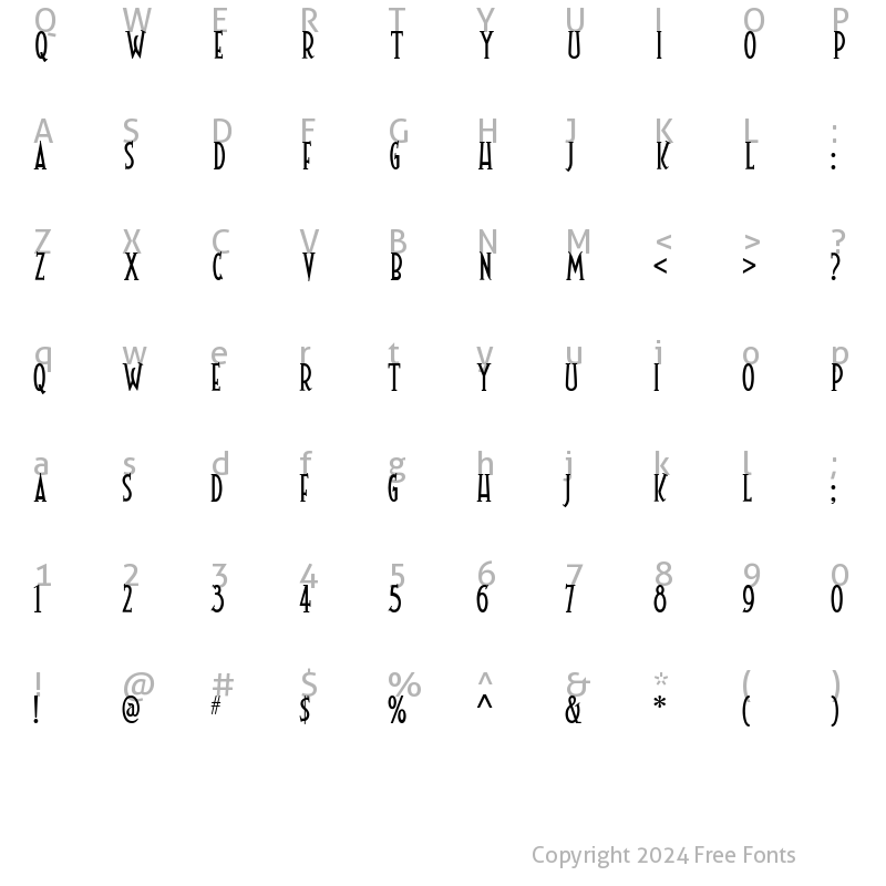 Character Map of Toonerville Plain NF Regular