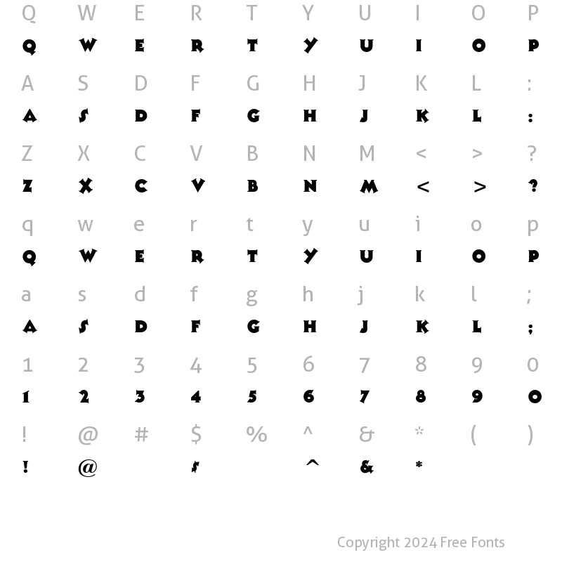 Character Map of Tooney Noodle Plain Regular