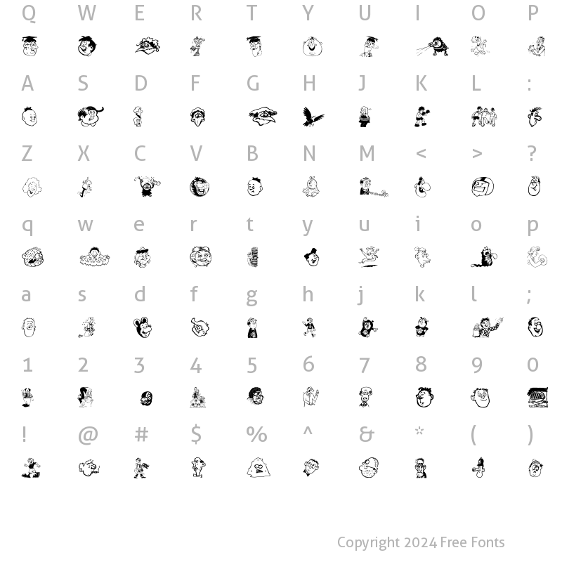 Character Map of Toons One Regular