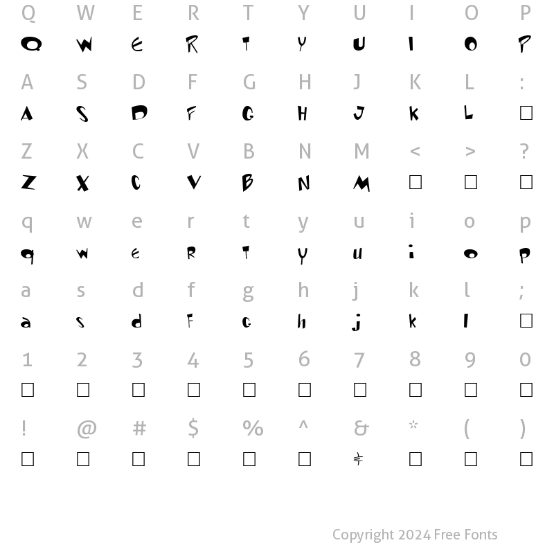 Character Map of Toontime Regular