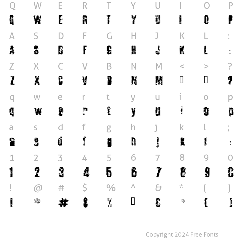 Character Map of Tooth Ache Regular