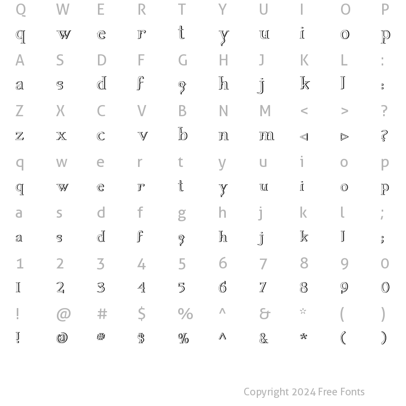 Character Map of Tooth31 Shadow Regular