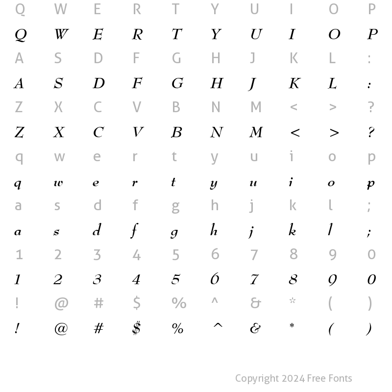 Character Map of Top Hat Bold Italic