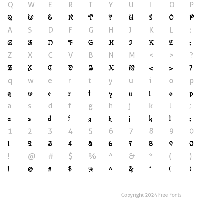 Character Map of Topeka Bold