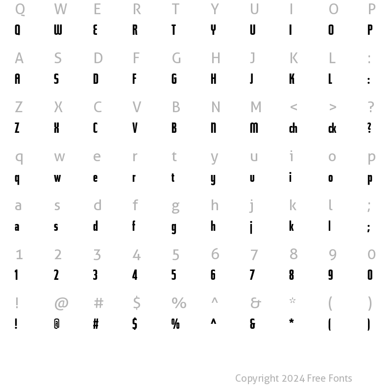 Character Map of Topic Alternates Bold