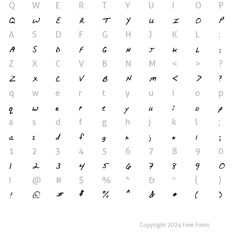 Character Map of Topper Regular