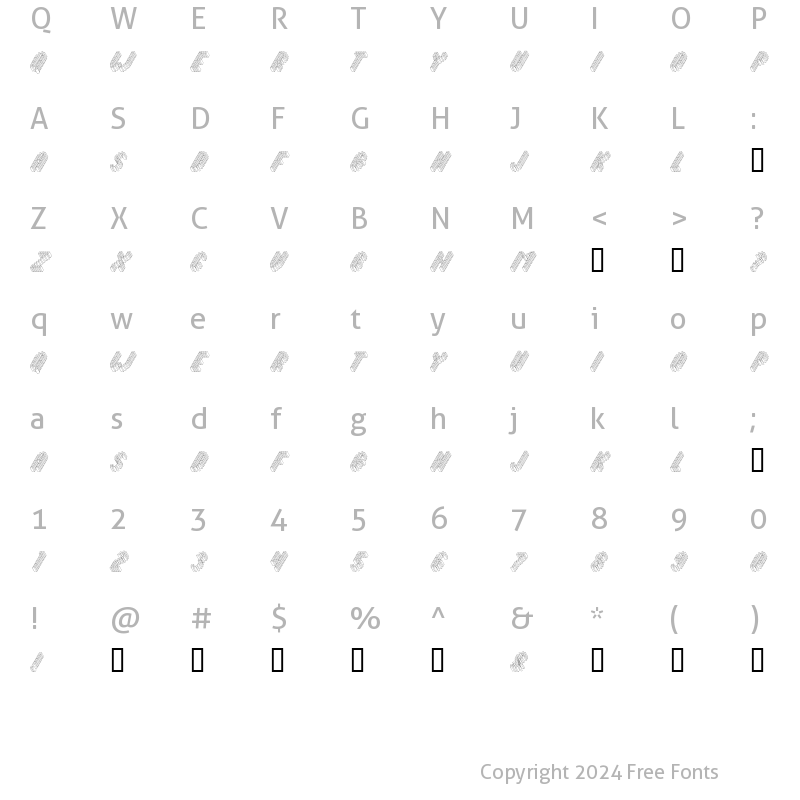 Character Map of Topple2 Regular