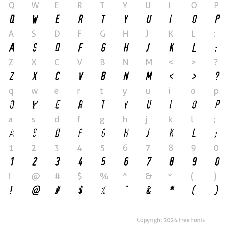 Character Map of TopSecret Oblique