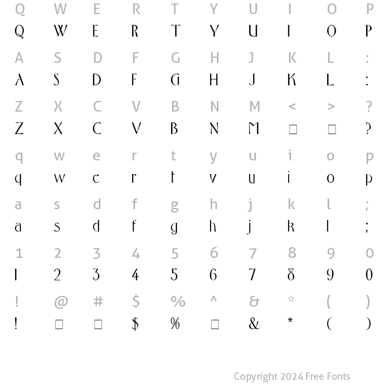 Character Map of Toque Display SSi Regular