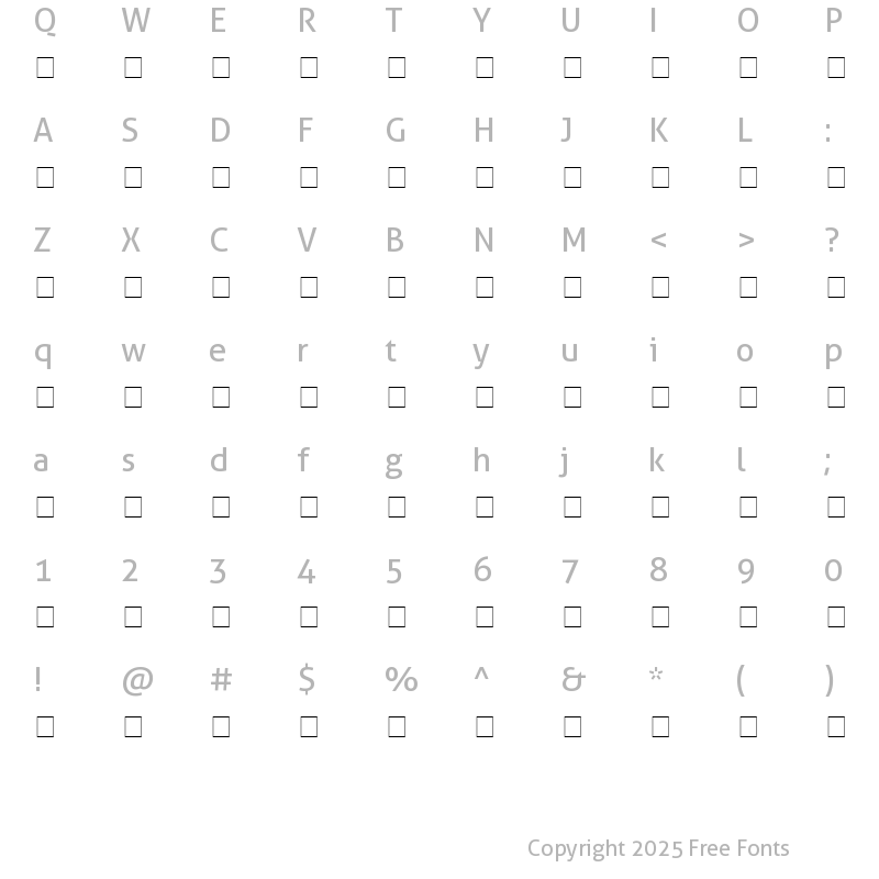 Character Map of Torah Sofer Regular