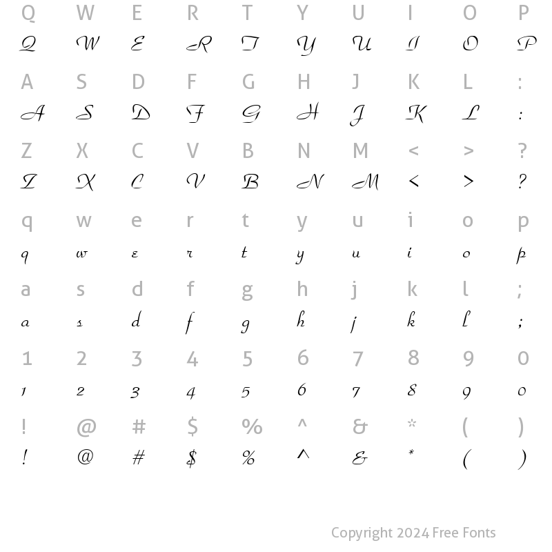Character Map of Torhok Italic