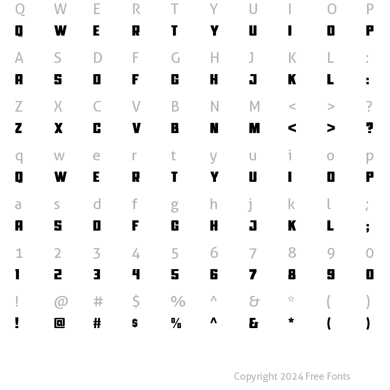 Character Map of Torque Bold