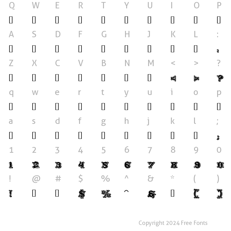 Character Map of Toscania Decor Regular