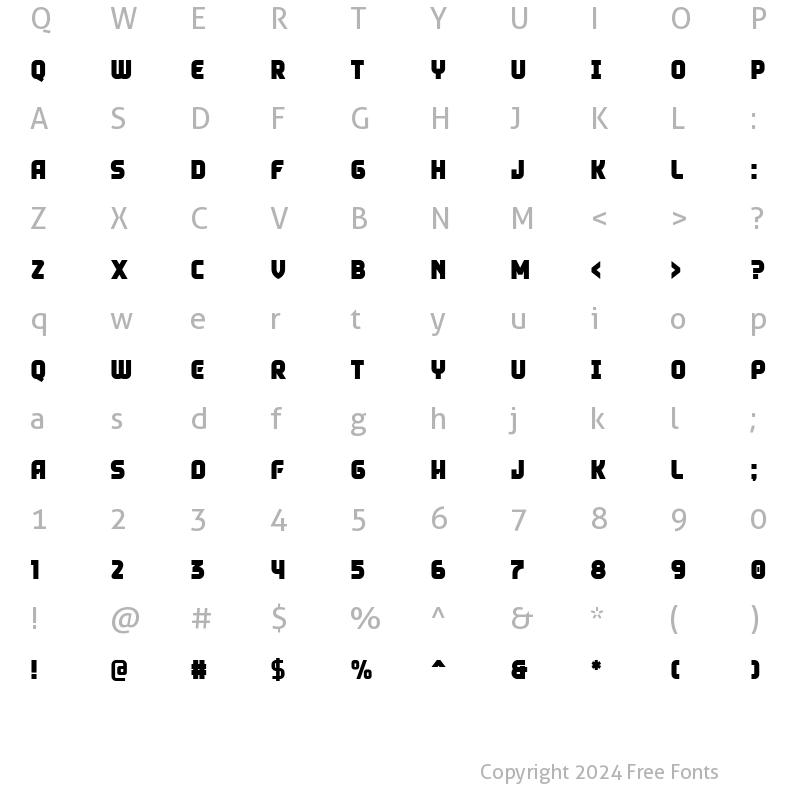 Character Map of Toska Bold