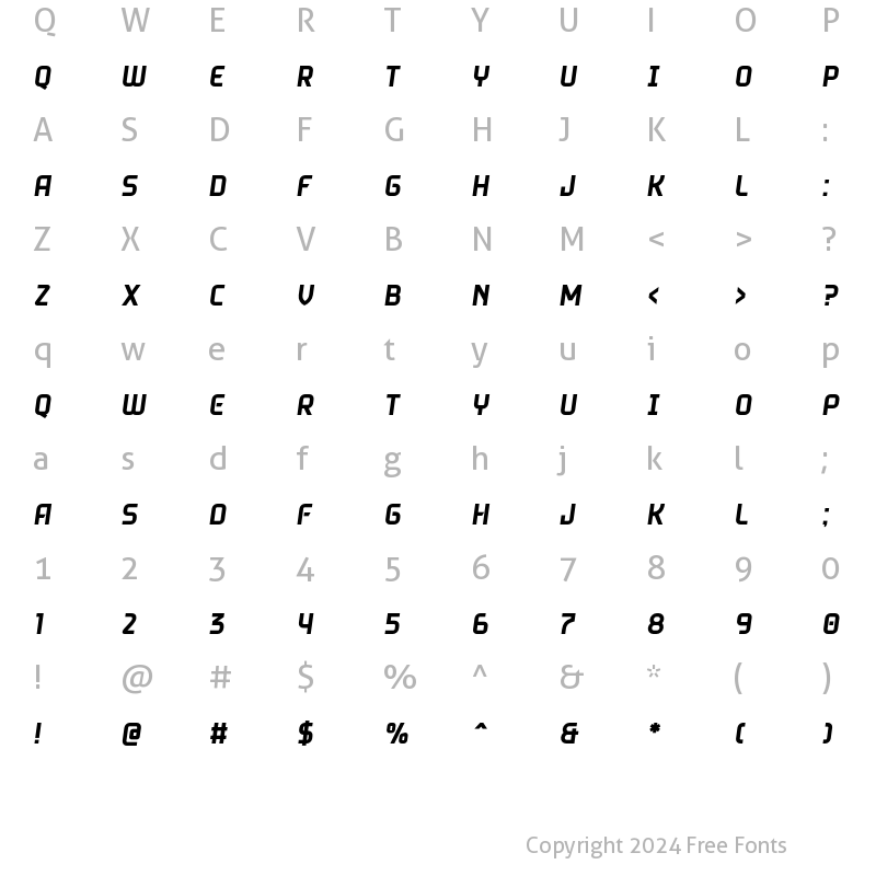 Character Map of Toska Italic