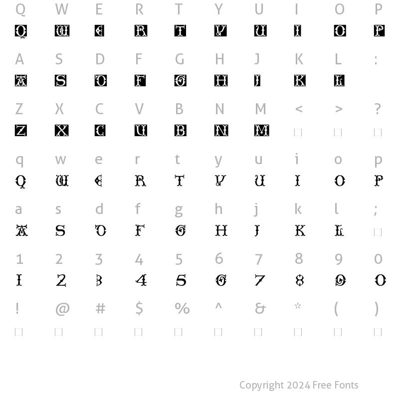 Character Map of Toskana Medium Regular