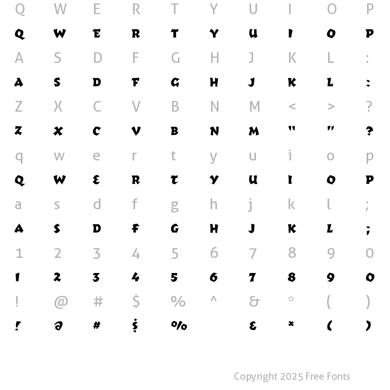 Character Map of Totally Glyphic Regular