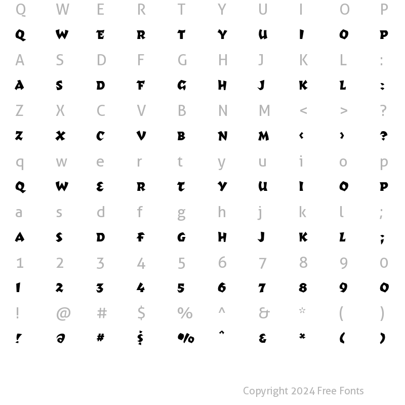 Character Map of TotallyGlyphic Regular