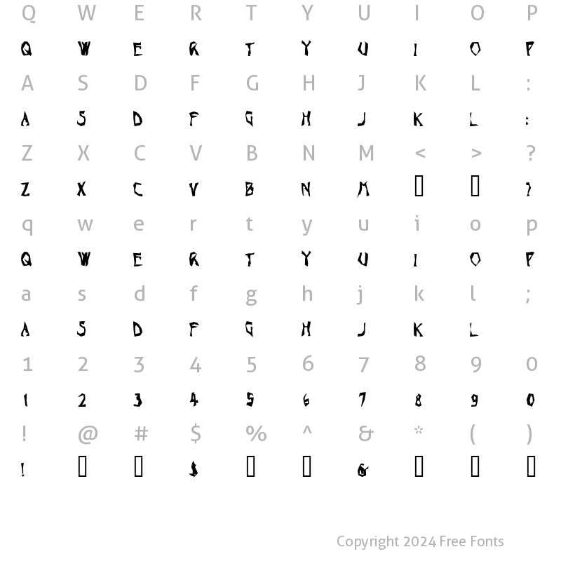 Character Map of Toucan Grunge