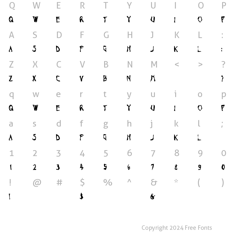 Character Map of Toucan Grunge Regular