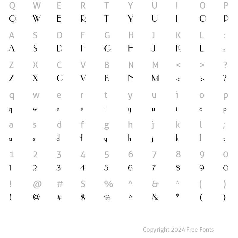 Character Map of Touche SSi Regular