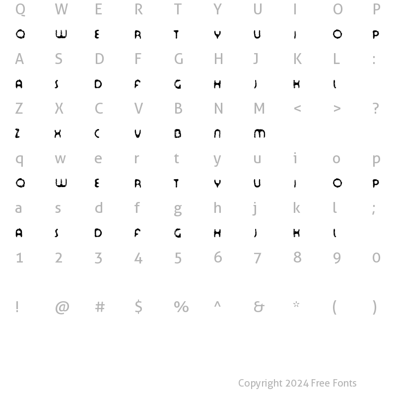 Character Map of Tour de Font Regular