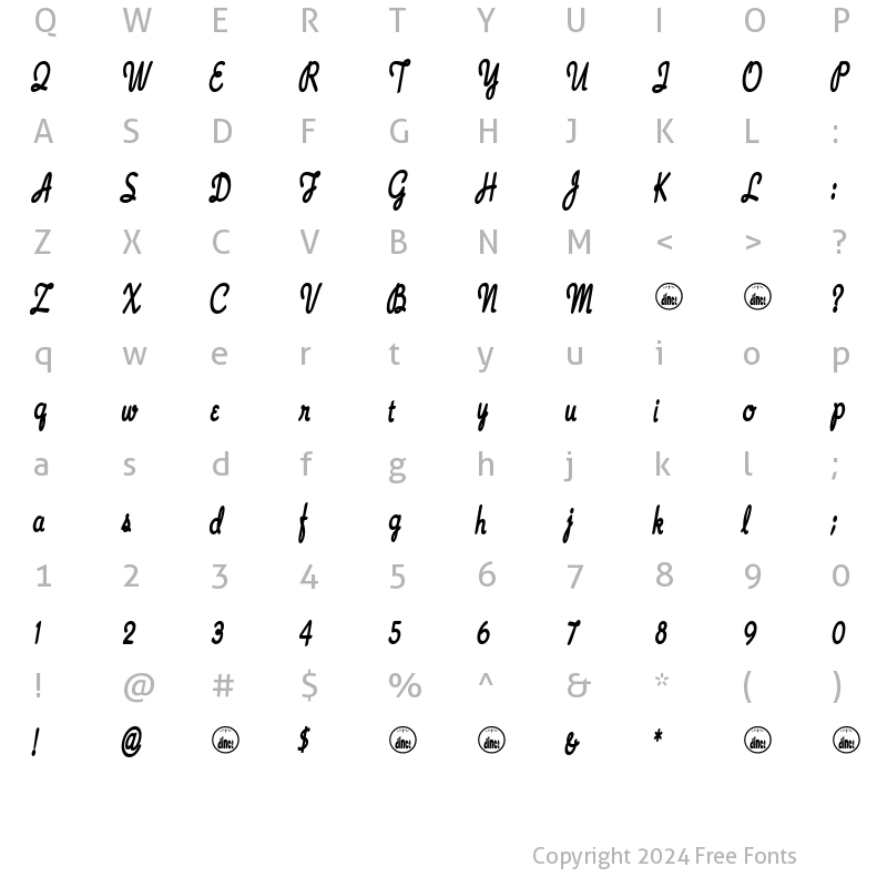 Character Map of Tour de Lance Regular