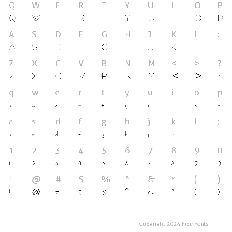 Character Map of Tourina SSi Regular