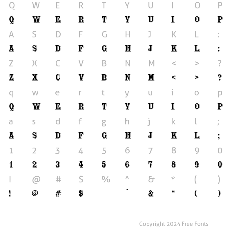 Character Map of Toussant Regular