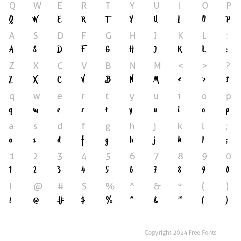 Character Map of Toxa Ink Regular