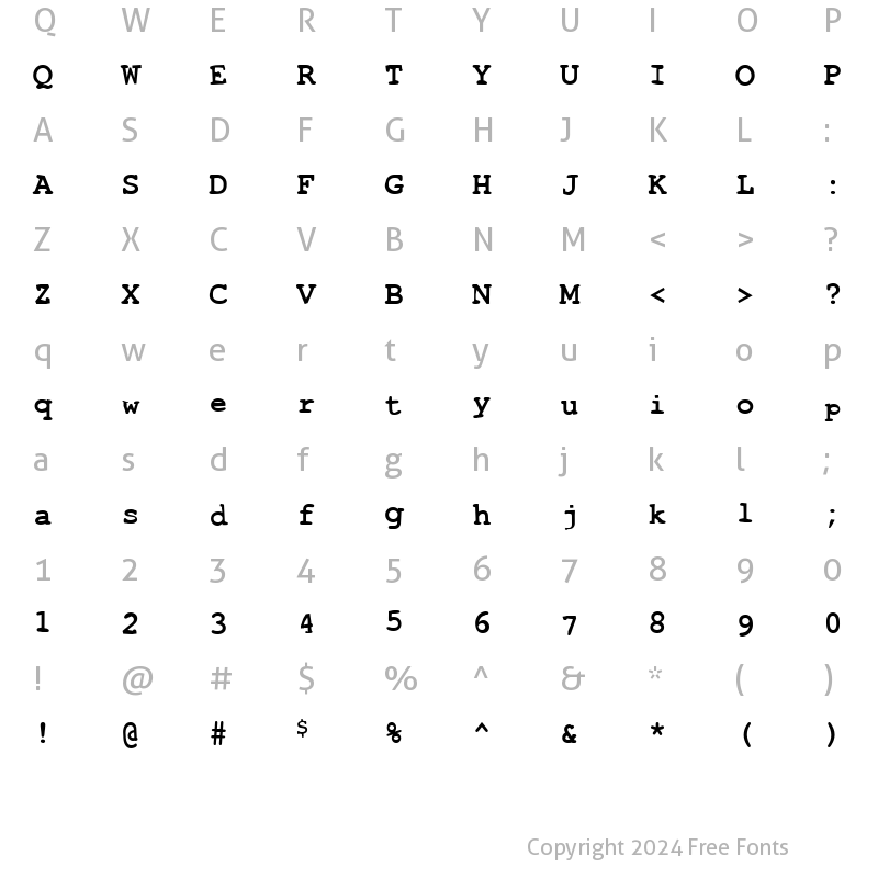 Character Map of Toxica Regular