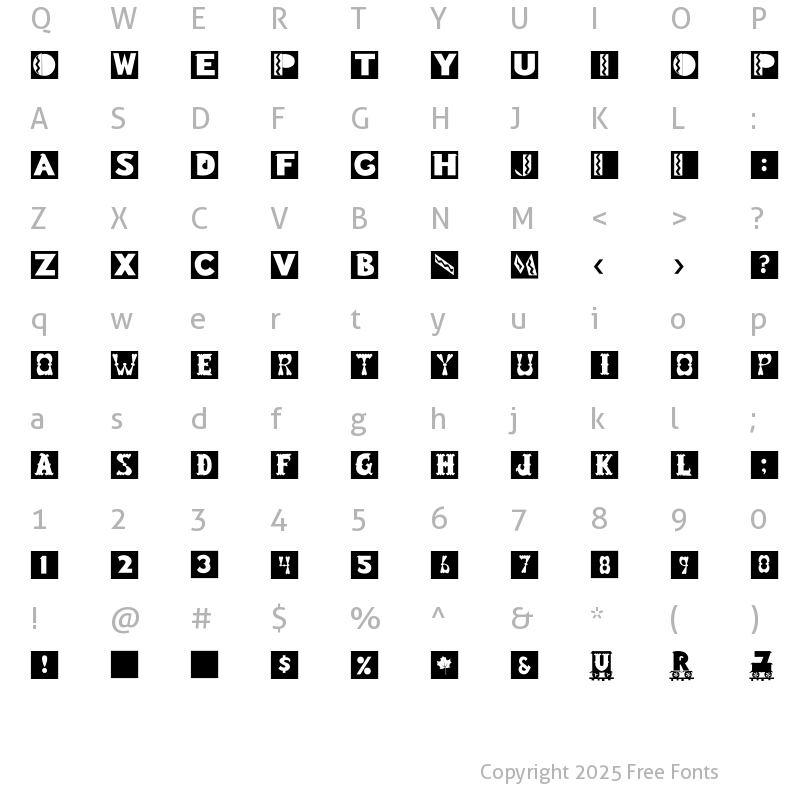 Character Map of ToyBlock- Regular