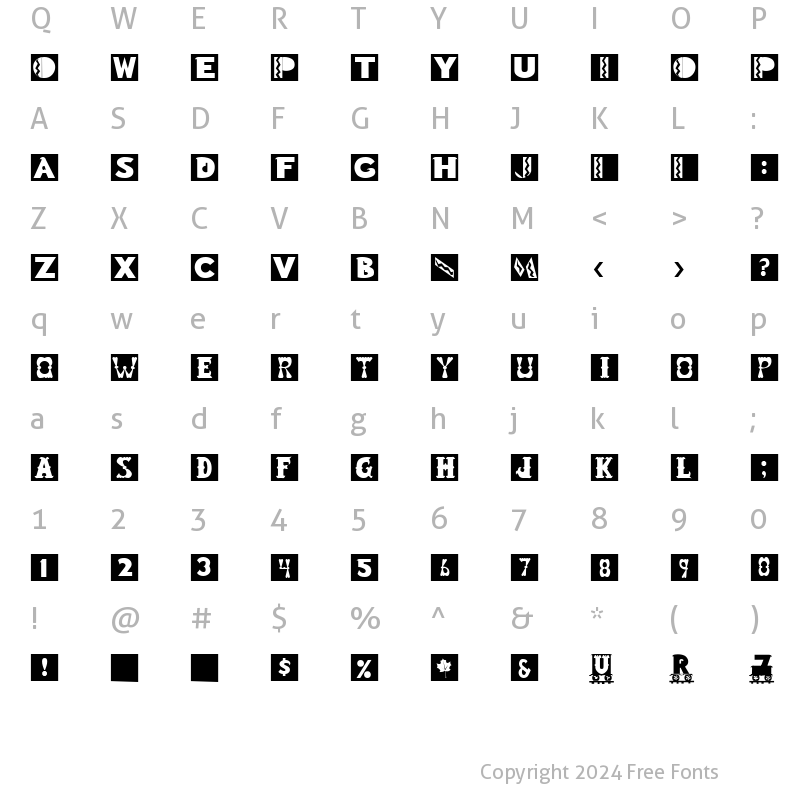 Character Map of ToyBlock Regular