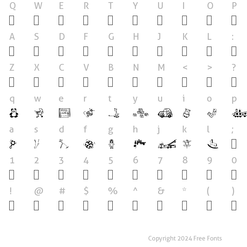 Character Map of Toys'4U Regular