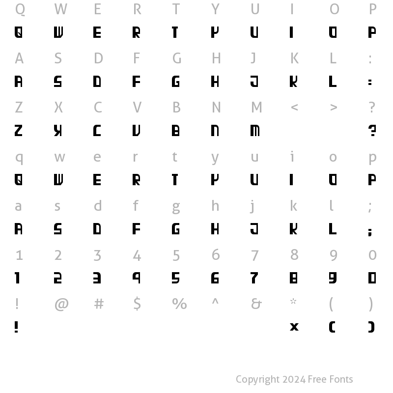 Character Map of TPF Elephant Regular