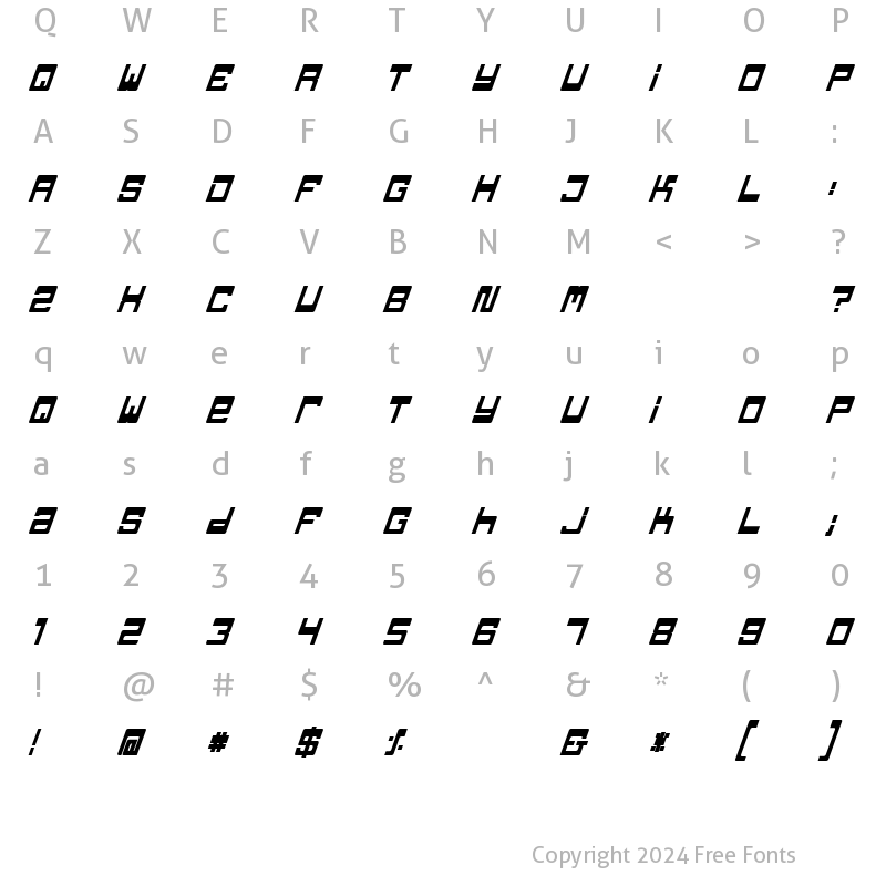 Character Map of TPF Jaib BoldItalic