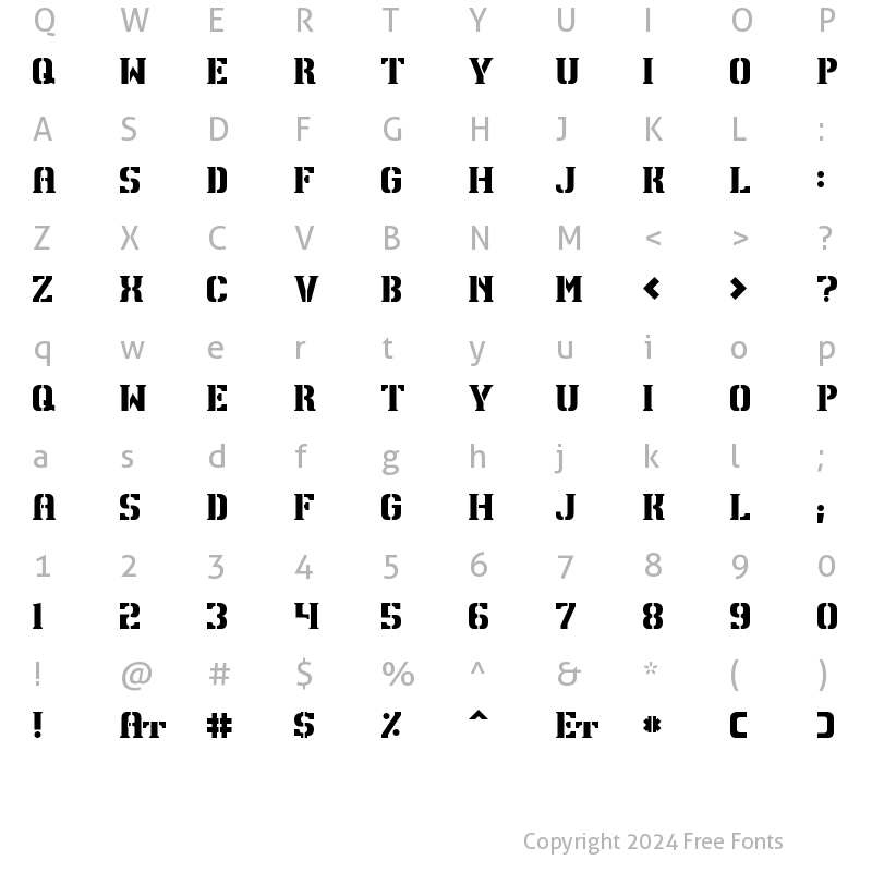 Character Map of TPF U13 Regular