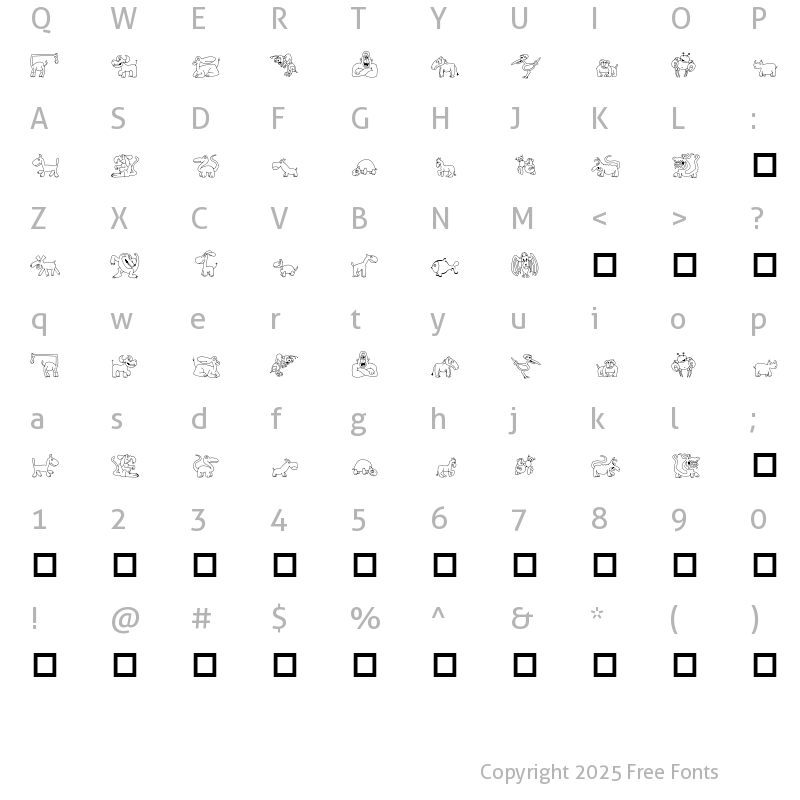 Character Map of TPF Ubiquitous Regular