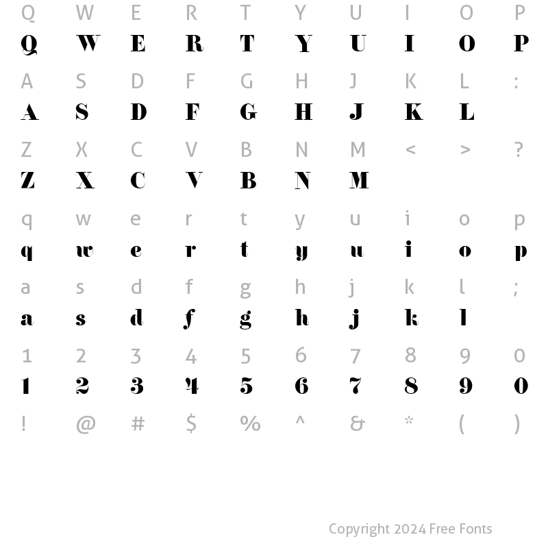 Character Map of TQF_Florentine Regular