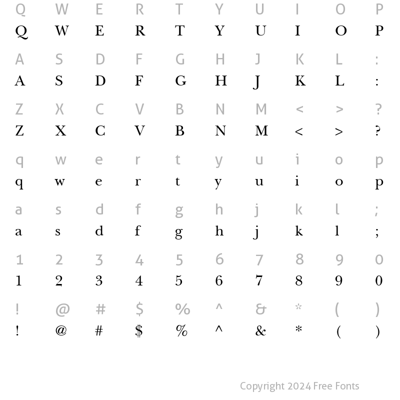 Character Map of TR Baez Regular