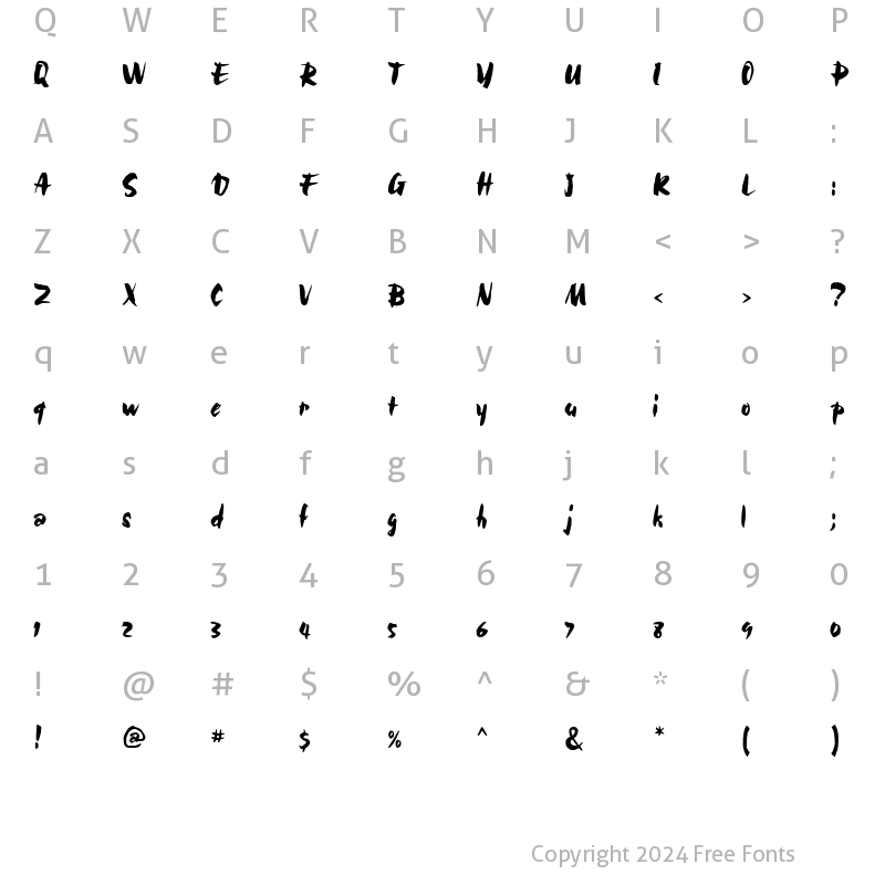 Character Map of TR Bolide Regular