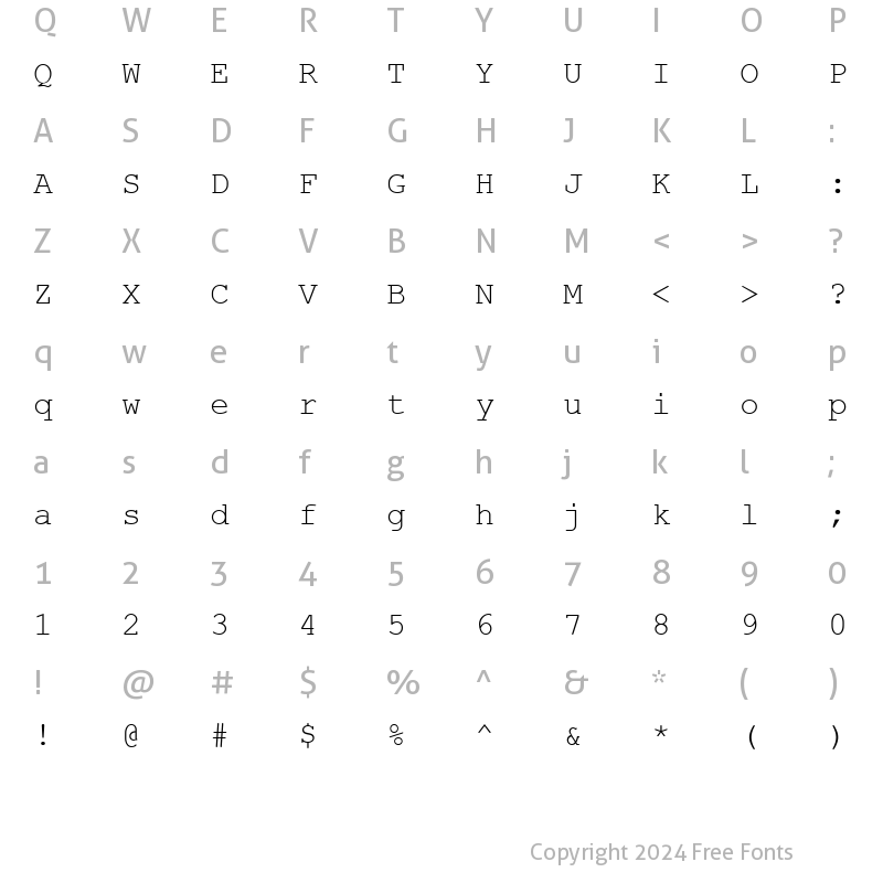 Character Map of TR Courier New Regular