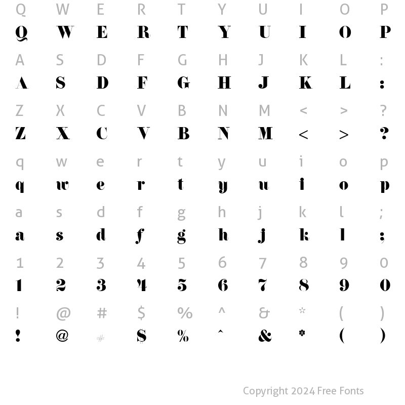 Character Map of TR Firenze ITCNormal