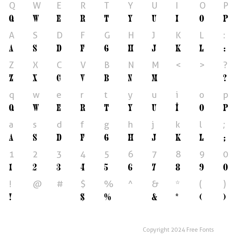 Character Map of TR Jupiter Regular