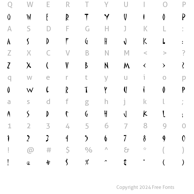 Character Map of TR Matisse ITC Regular